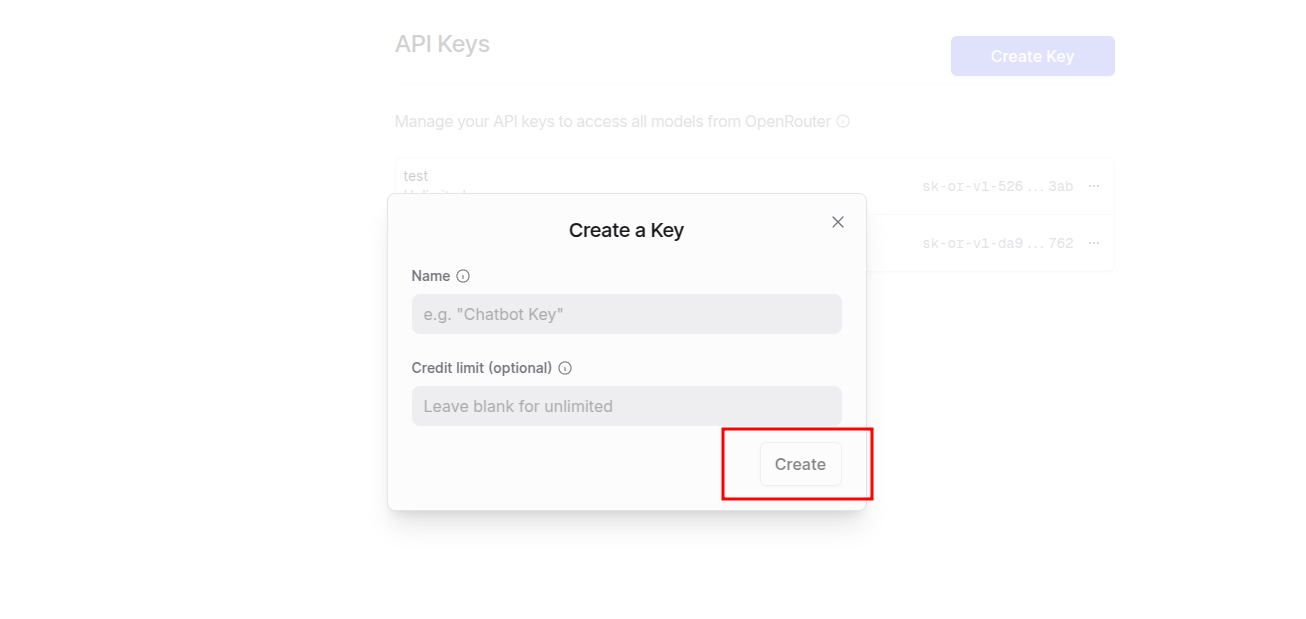 Generate API Key Screenshot